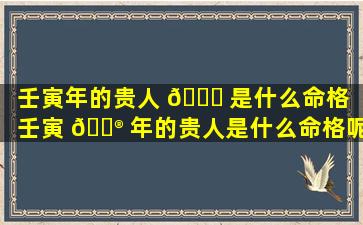 壬寅年的贵人 🐟 是什么命格「壬寅 💮 年的贵人是什么命格呢」